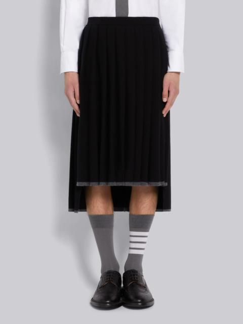 Thom Browne Black Cashmere Tipping Stripe Classic Pleated Skirt