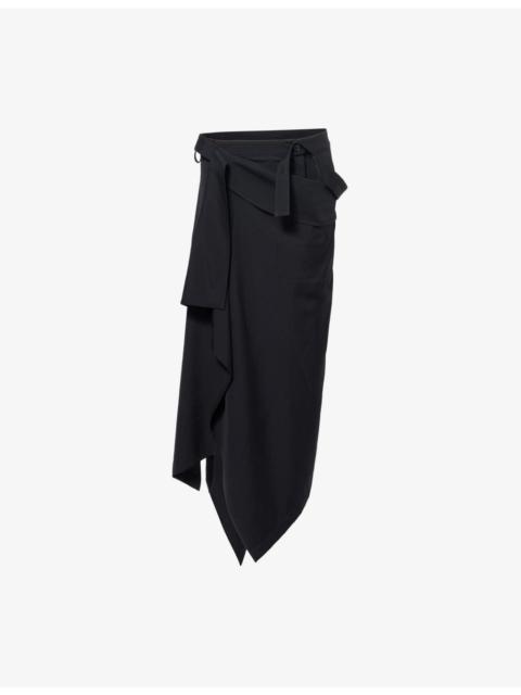 Regulation Yohji Yamamoto Two-Way Suspender Wool Midi Skirt
