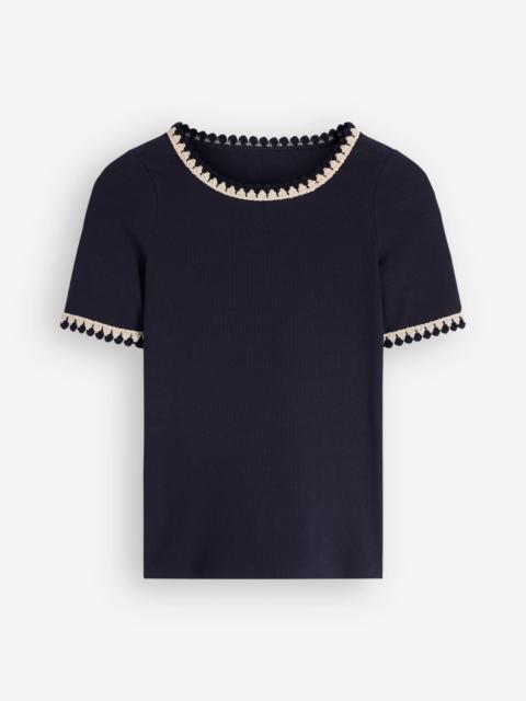 BODEN Maddie Trim Detail T-Shirt-Navy