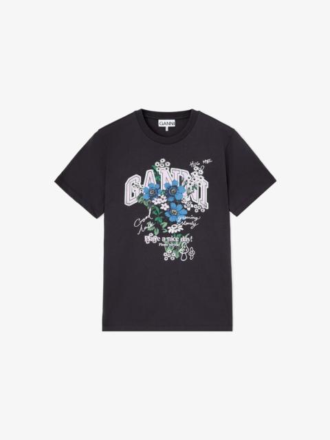 GANNI T-SHIRT WITH FLOWERS