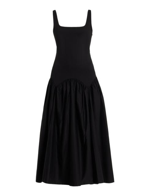 MARLIES GRACE Exclusive Lea Lace-Up Cotton Midi Dress black