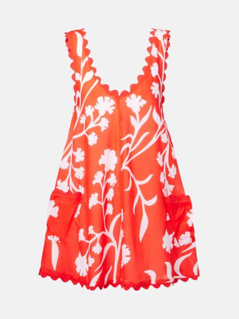 juliet dunn Printed scalloped cotton minidress