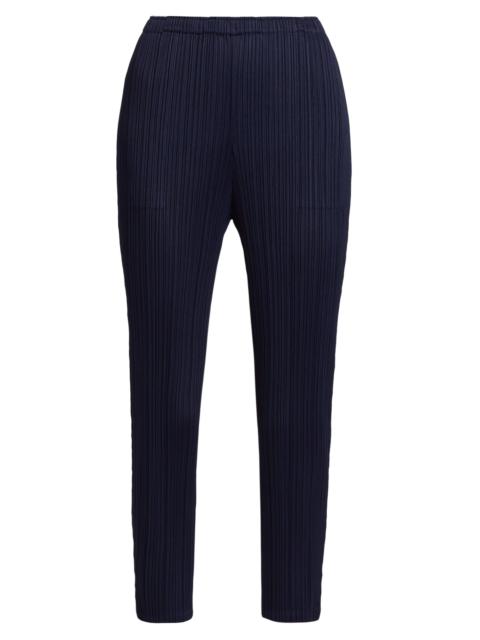 Pleats Please Issey Miyake Women's November Pleated Ankle-Crop Pants - Dark Navy