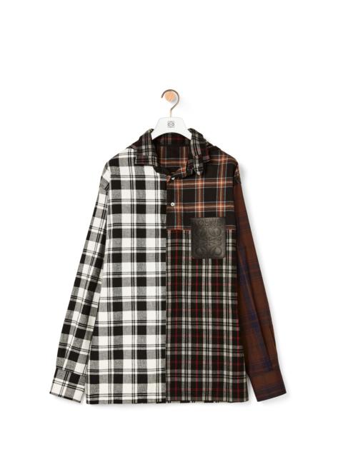 Loewe Patchwork oversize hooded shirt in check cotton