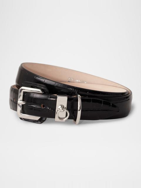 DÉHANCHE Jolinard Crocodile Textured Leather Belt