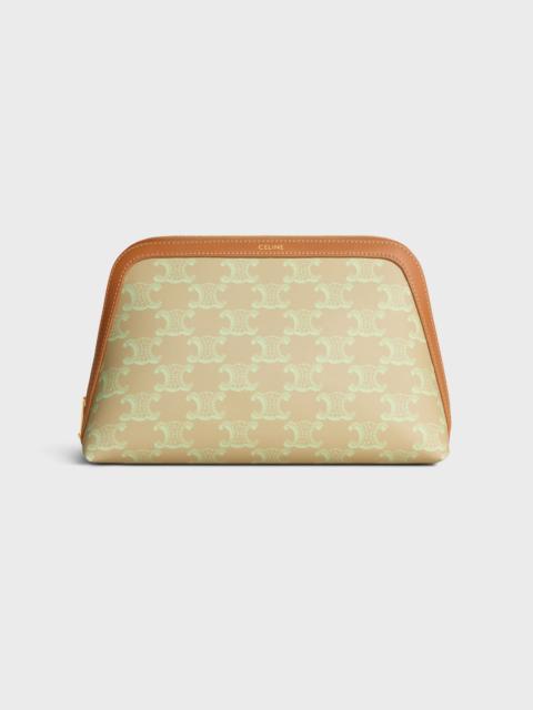 CELINE MEDIUM COSMETIC POUCH IN TRIOMPHE CANVAS AND CALFSKIN