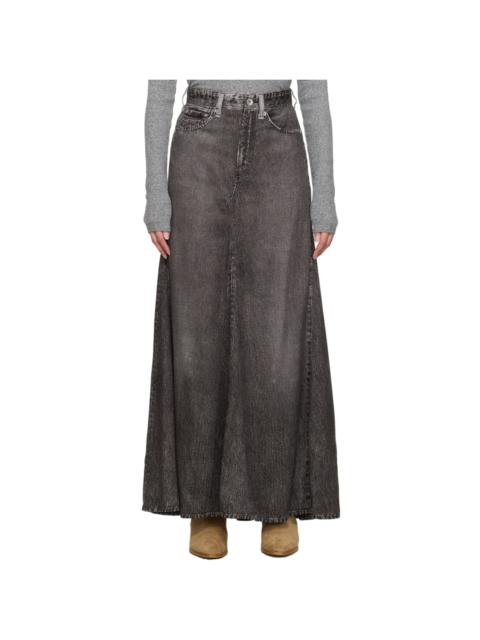 Gray Trompe L'oeil Midi Skirt