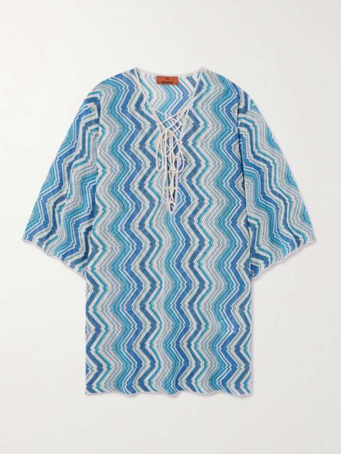 Mare metallic striped crochet-knit kaftan