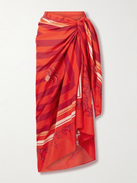 Johanna Ortiz Printed organic cotton-voile pareo Red