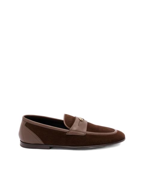 Split emblem-penny loafers