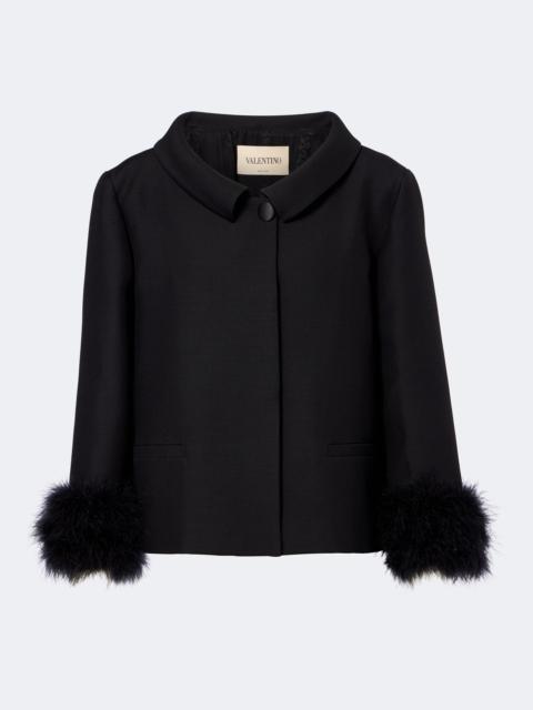 Valentino Crepe Couture feather-trimmed jacket