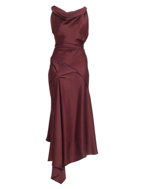 Victoria Beckham Women's Satin Asymmetric Draped Midi-Dress - Cinnabarred