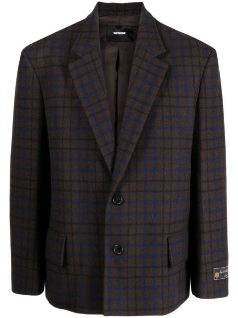 We11done grid-pattern single-breasted blazer