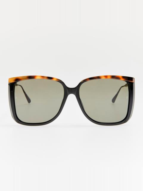LINDA FARROW Helena Sunglasses in Black