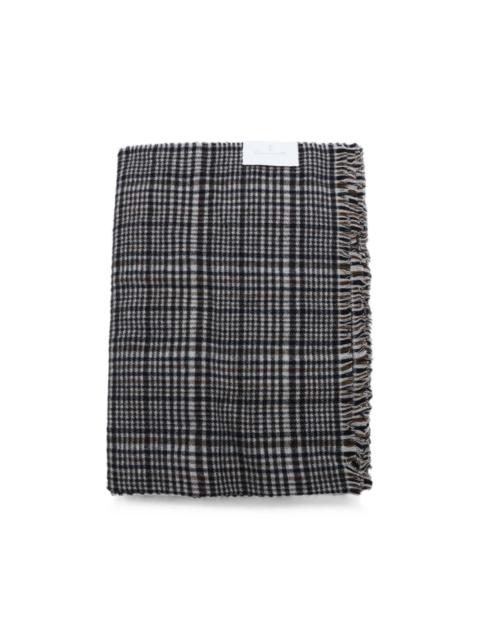 Brunello Cucinelli check-pattern frayed-edge scarf
