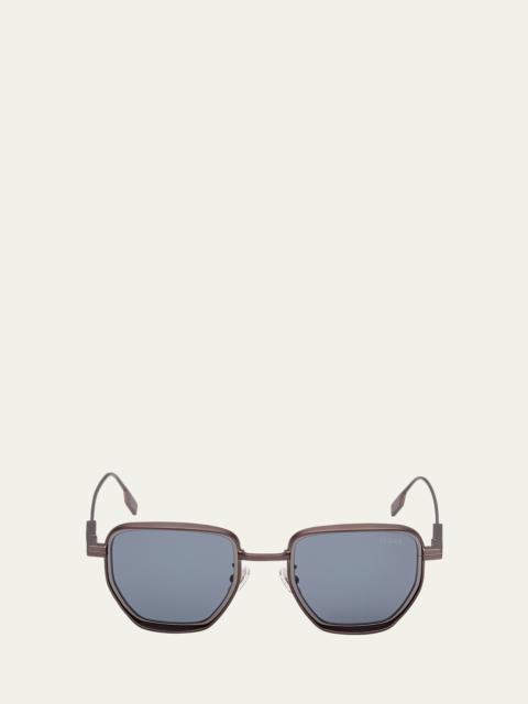 ZEGNA Men's Round Metal and Acetate Sunglasses