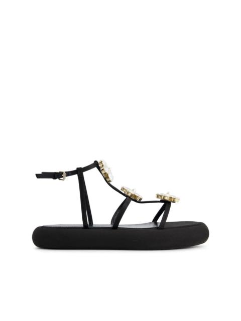 GIAMBATTISTA VALLI floral-appliqué flatform sandals
