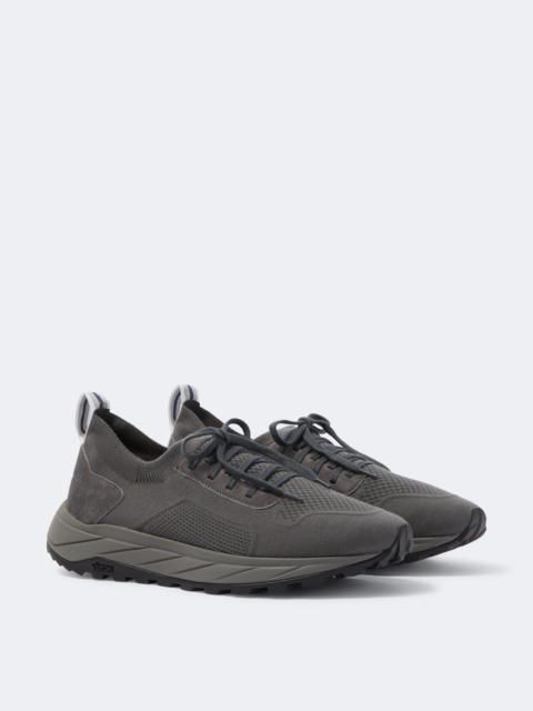 FEDELI Knitted suede-trimmed sneakers