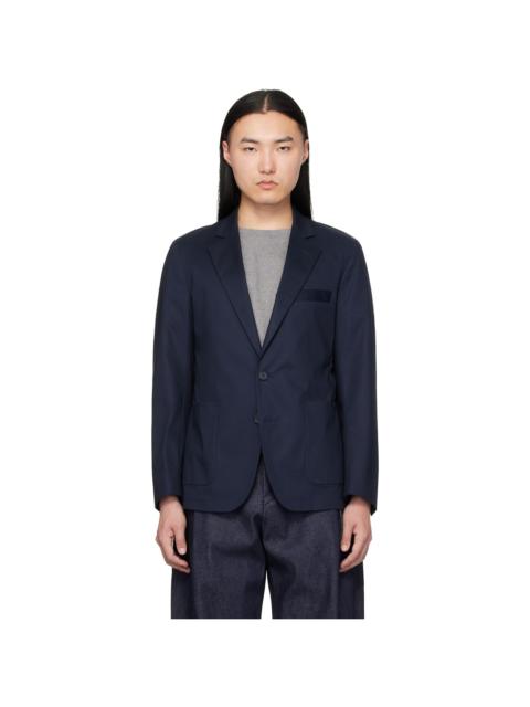 HUGO Navy Slim-Fit Stretch Cotton Blazer