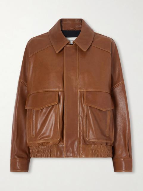 NOUR HAMMOUR Runa Paneled Leather Bomber Jacket