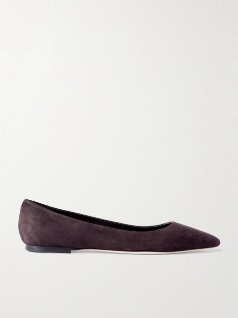 JIMMY CHOO Romy Suede Point-toe Flats