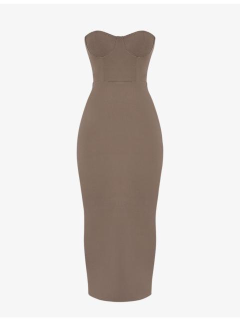 House of CB Lucia corseted stretch-woven maxi dress