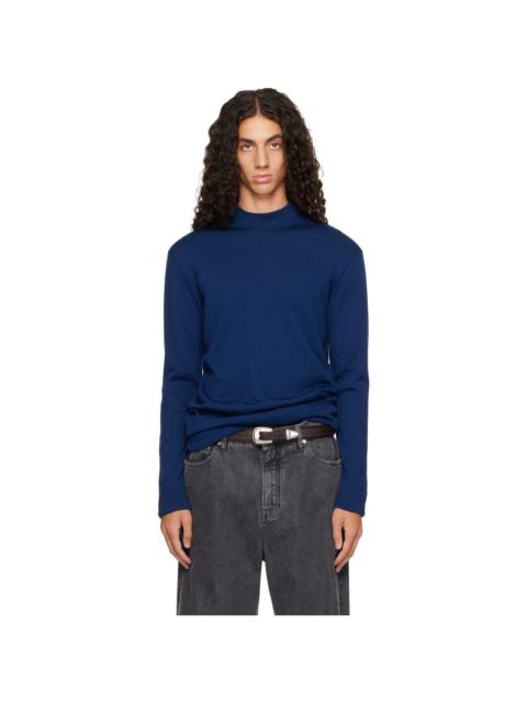 Jil Sander Blue Mock Neck LS T-shirt