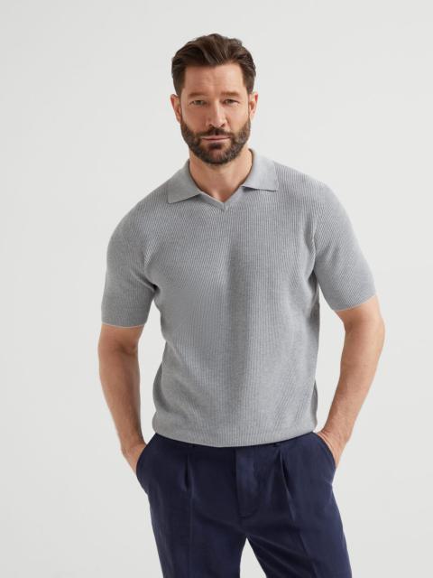 Brunello Cucinelli Cotton English rib knit polo