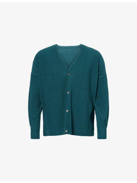 ISSEY MIYAKE V-Neck Pleated Knitted Cardigan