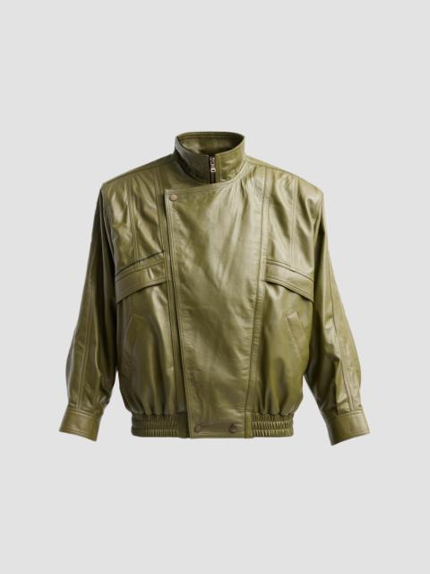 RONNY KOBO Women's Shanaya Leather Bomber Jacket - Green Dopper