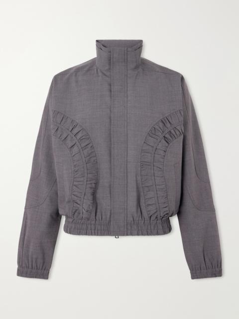 sage NATION Fossil Ruched Panelled Twill Blouson Jacket