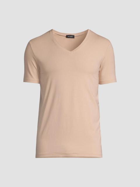 HANRO Men's Cotton Superior Short Sleeve V-Neck Tee - Neutral
