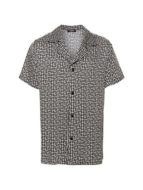Balmain monogram-print short-sleeve shirt