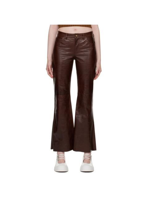 Marni Brown Flared Leather Pants