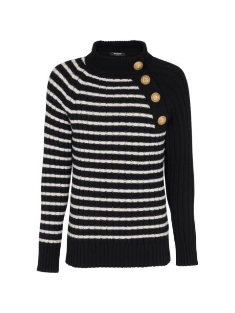 embossed-button striped jumper