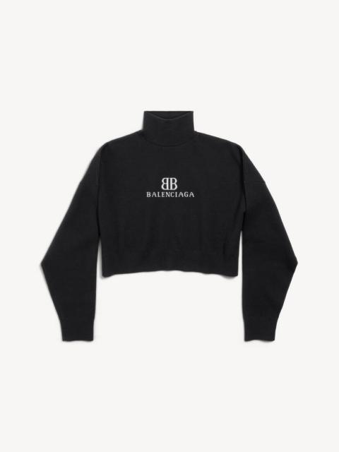 BALENCIAGA Women's Cropped Highneck in Black/white