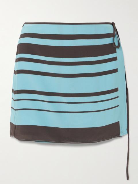 SIR. Rioja Striped Silk-crepe Mini Wrap Skirt