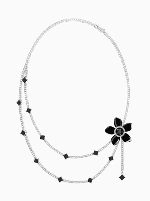 GIORGIO ARMANI 18K WHITE-GOLD, DIAMOND-AND-ONYX SÌ NECKLACE