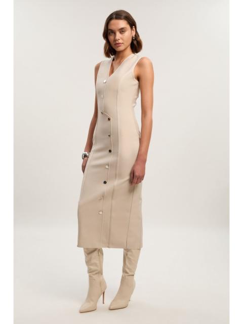KAREN MILLEN Figure Form Bandage Button Through Pencil Midi Dress
