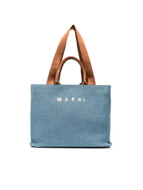 Marni logo-embroidered woven tote bag