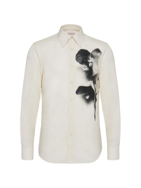 orchid-print cotton shirt