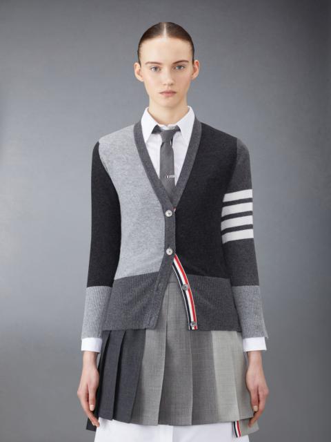 Thom Browne FUN-MIX CASHMERE 4-BAR V-NECK CARDIGAN