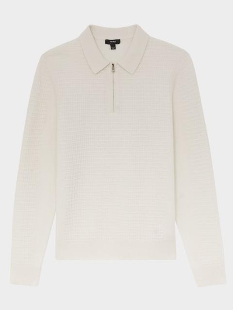 REISS Men's Hamilton Wool Waffle-Knit Half-Zip Polo Shirt