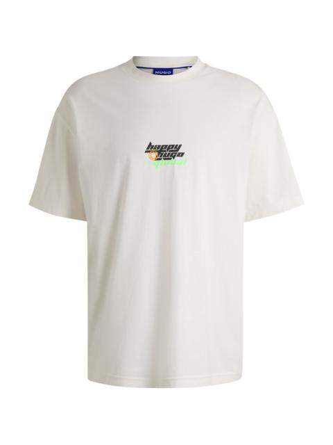 HUGO OVERSIZE-FIT T-SHIRT IN COTTON WITH HAPPY HUGO LOGO