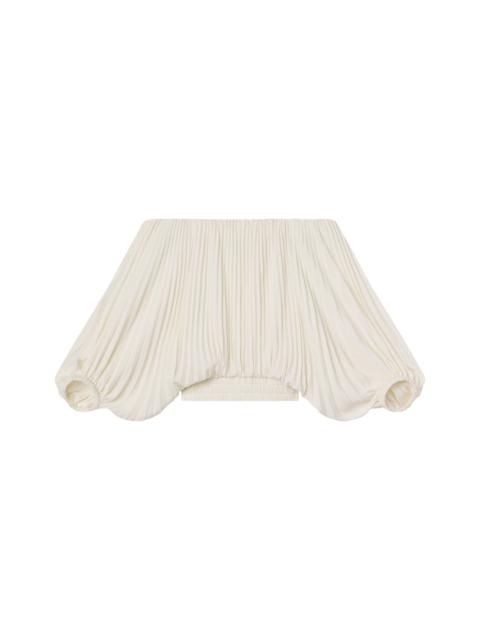 A.L.C. Sienna Satin Pleated Off Shoulder Top