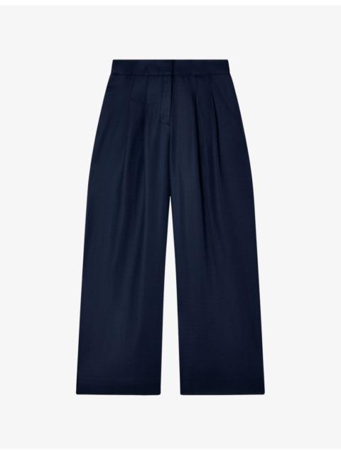 WHISTLES Hopsack Wide-Leg Woven Trousers