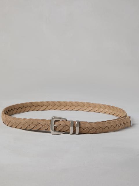 Brunello Cucinelli Reversed calfskin braided belt with tip