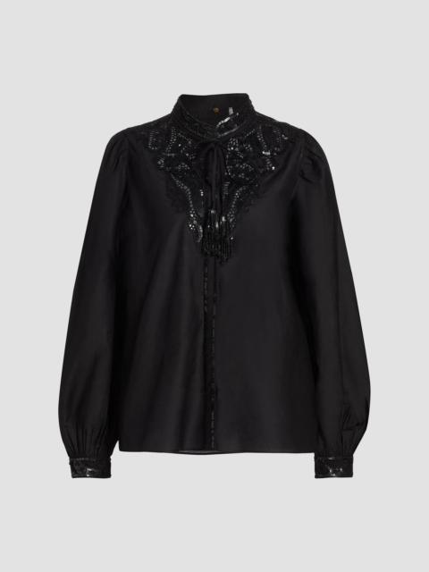 KOBI HALPERIN Women's Harper Sequined Lace Blouse - Black