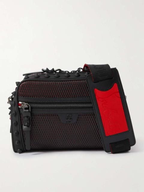 Loubitown Rubber and Leather-Trimmed Mesh Messenger Bag