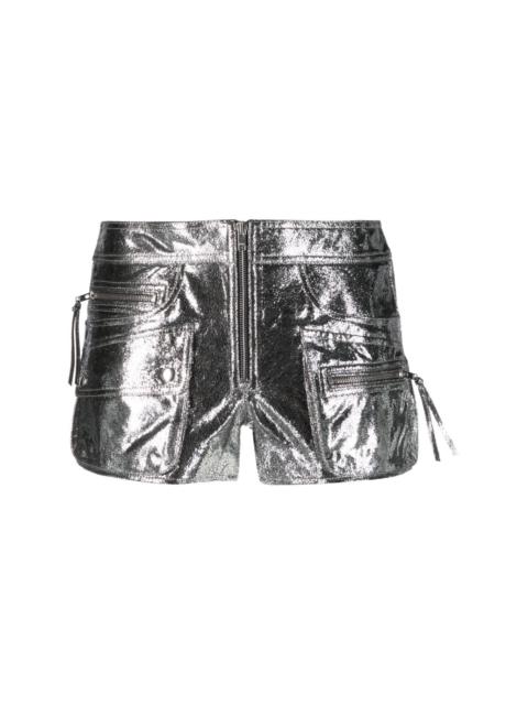 metallic low-rise shorts